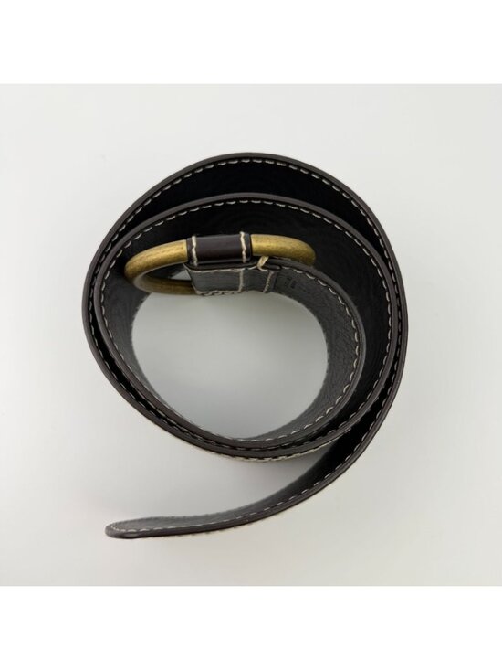 Celine Circle Buckle Spiral Pattern Leather Belt Brown Gold Vintage main image 4